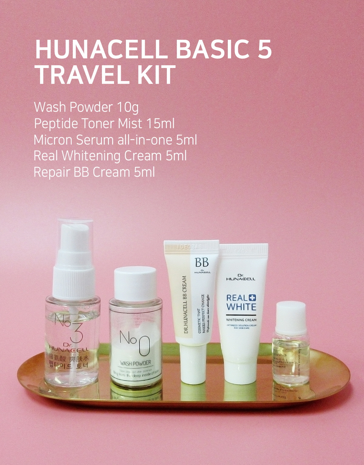 Dr.hunacell - Basic 5 travel kit X 100EA FOR B2B Travel Kit  Travel Cosmetics  Portable cosmetics  Mini cosmetics