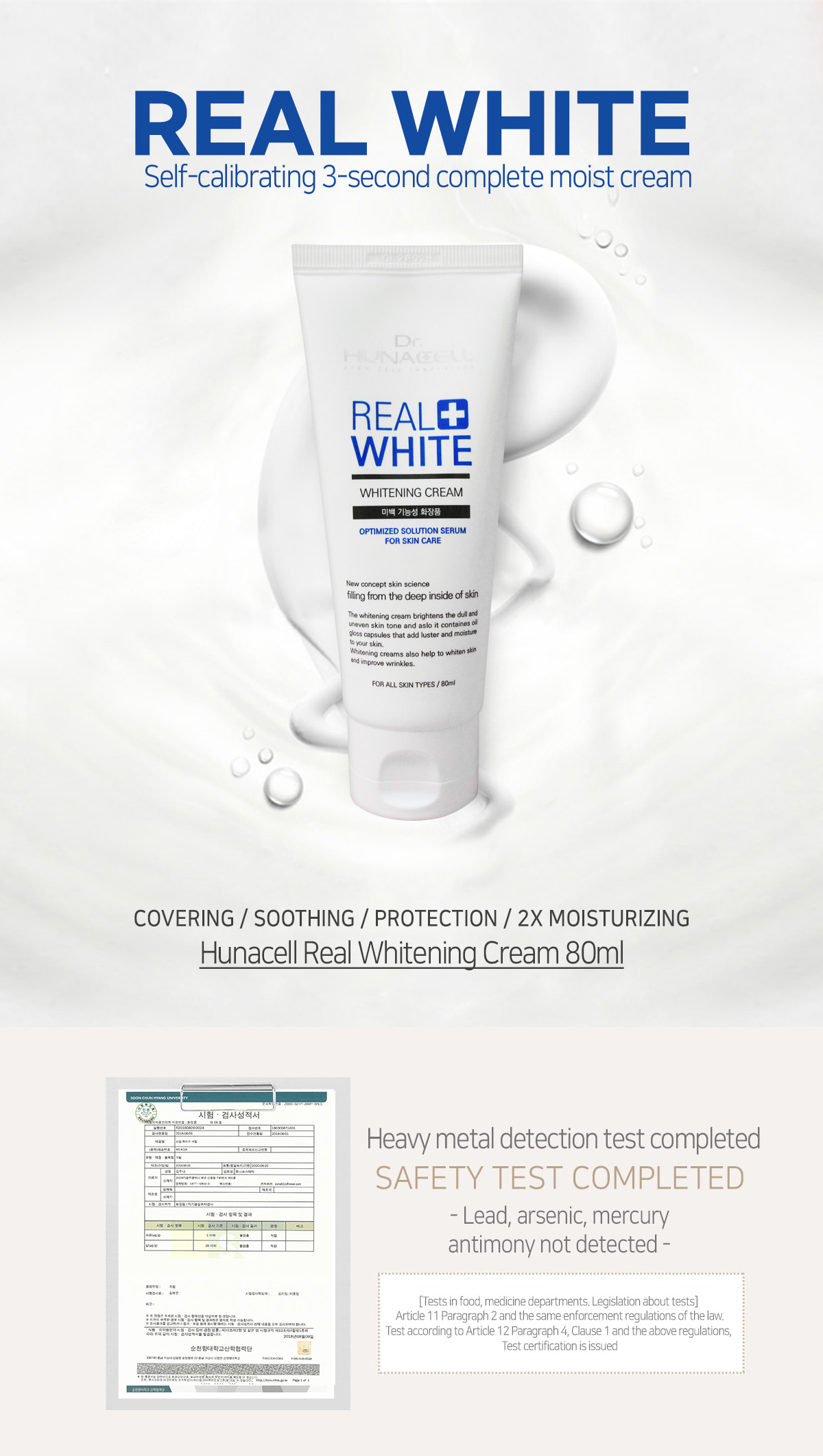Real Whitening Cream 80ml*2 whitening  tone up