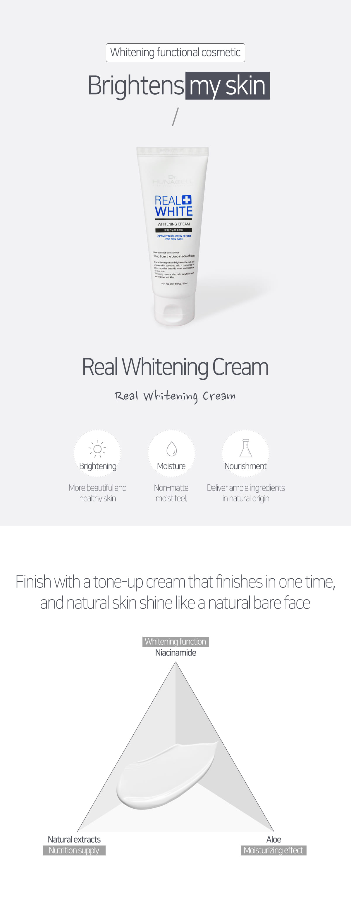 Real Whitening Cream (80ml) Skin care  Moisturizing  Whitening improvement functional cosmetics  Covering  Protection